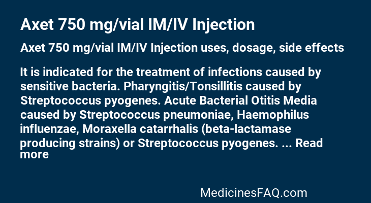 Axet 750 mg/vial IM/IV Injection