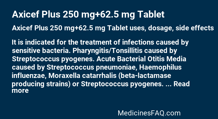 Axicef Plus 250 mg+62.5 mg Tablet