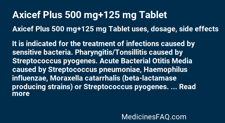 Axicef Plus 500 mg+125 mg Tablet