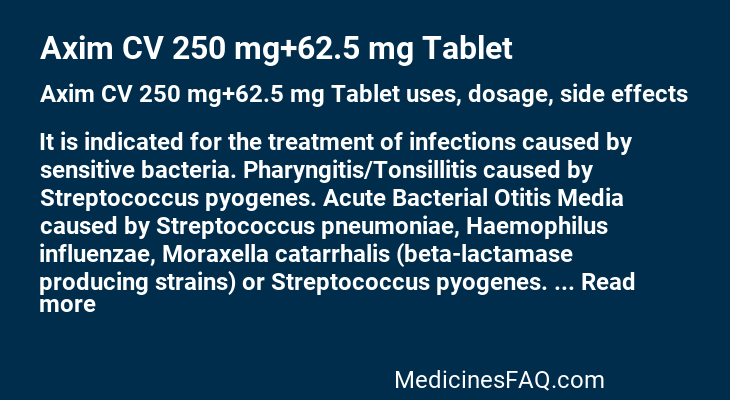 Axim CV 250 mg+62.5 mg Tablet