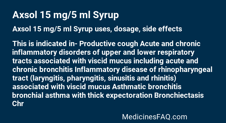 Axsol 15 mg/5 ml Syrup