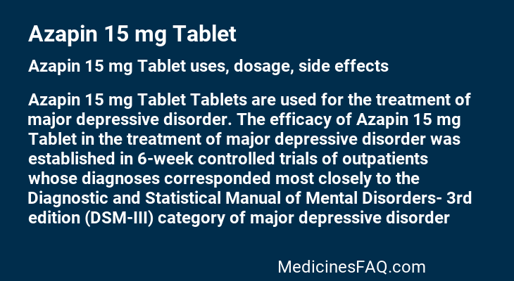 Azapin 15 mg Tablet