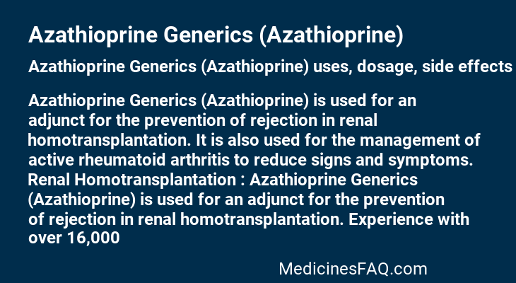 Azathioprine Generics (Azathioprine)