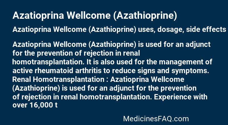 Azatioprina Wellcome (Azathioprine)