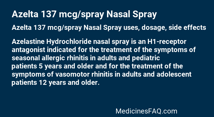 Azelta 137 mcg/spray Nasal Spray