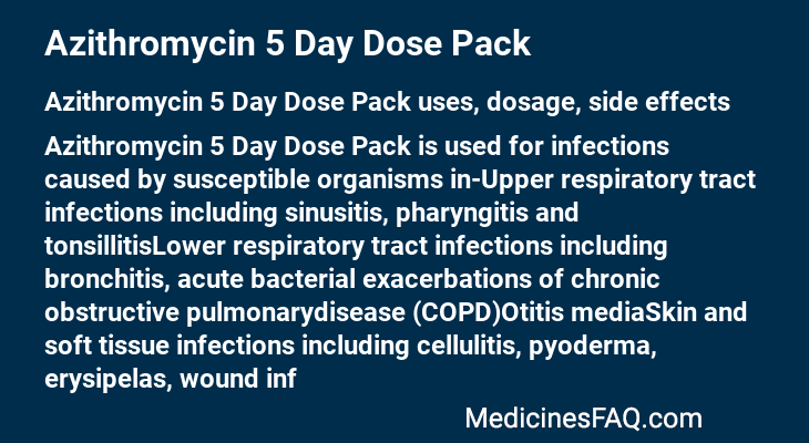 Azithromycin 5 Day Dose Pack