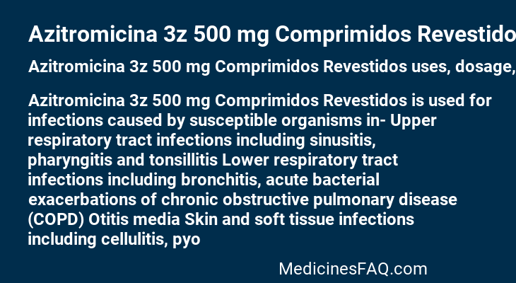 Azitromicina 3z 500 mg Comprimidos Revestidos