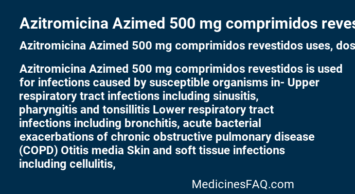 Azitromicina Azimed 500 mg comprimidos revestidos