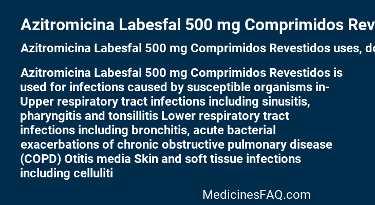 Azitromicina Labesfal 500 mg Comprimidos Revestidos