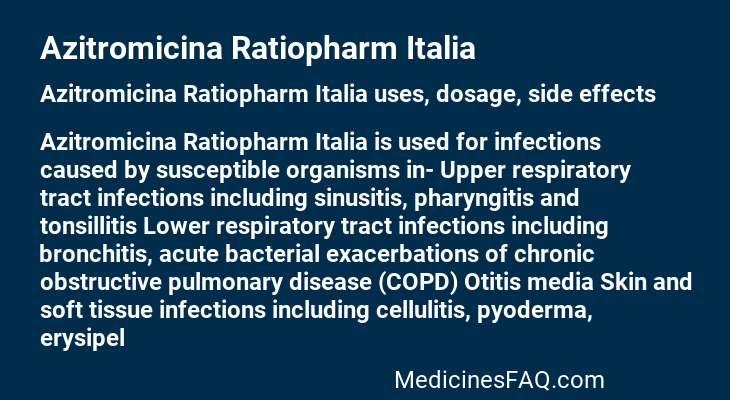 Azitromicina Ratiopharm Italia