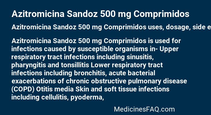 Azitromicina Sandoz 500 mg Comprimidos