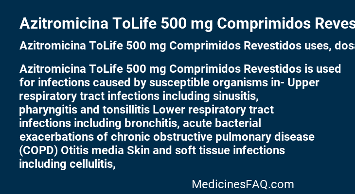 Azitromicina ToLife 500 mg Comprimidos Revestidos