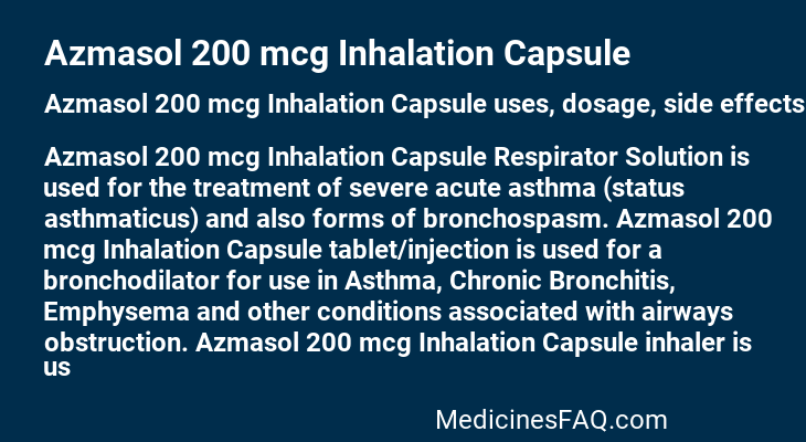 Azmasol 200 mcg Inhalation Capsule