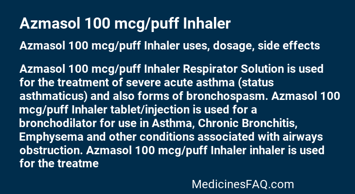 Azmasol 100 mcg/puff Inhaler