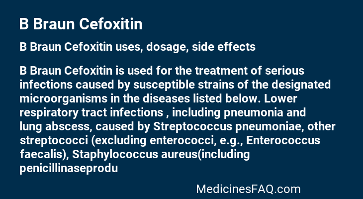 B Braun Cefoxitin