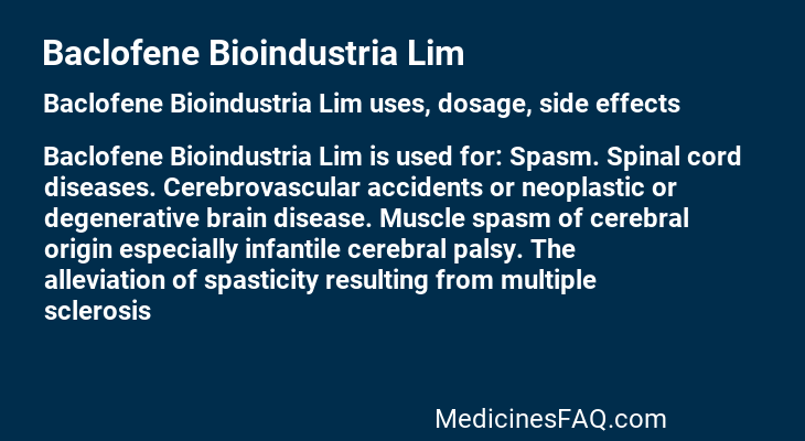 Baclofene Bioindustria Lim