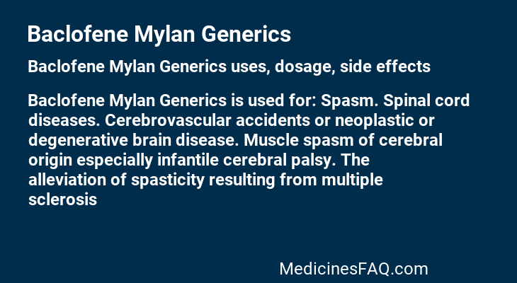 Baclofene Mylan Generics