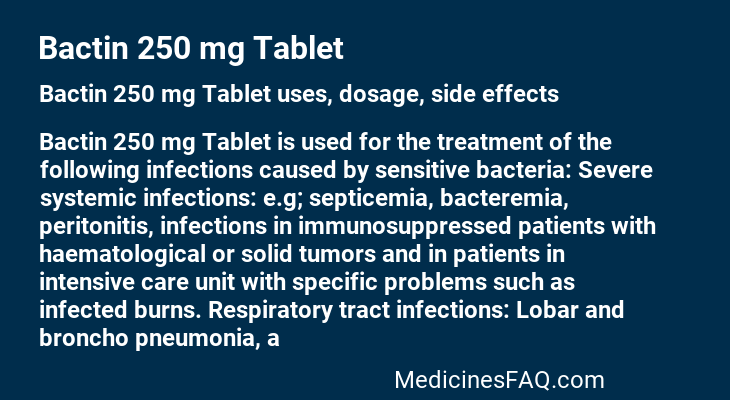 Bactin 250 mg Tablet