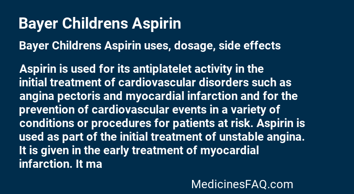 Bayer Childrens Aspirin