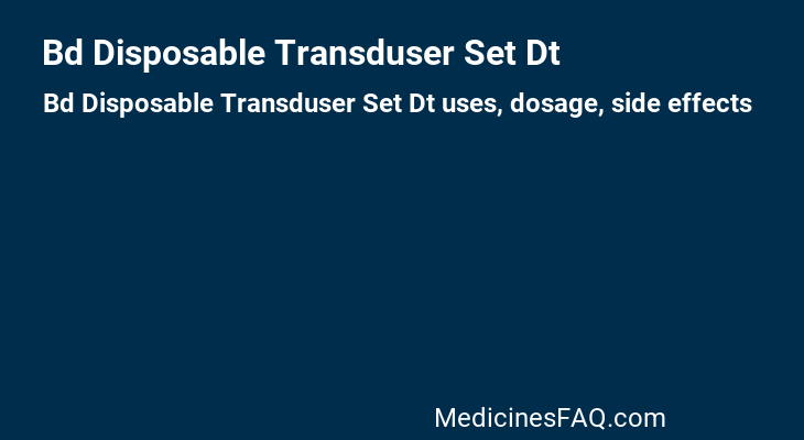Bd Disposable Transduser Set Dt