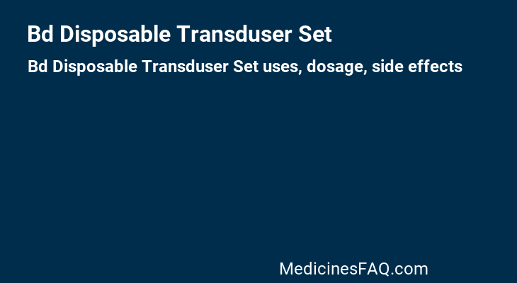 Bd Disposable Transduser Set