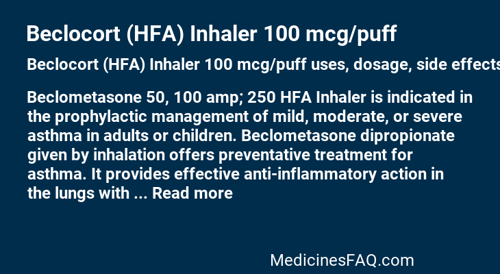 Beclocort (HFA) Inhaler 100 mcg/puff