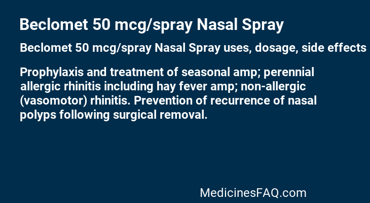 Beclomet 50 mcg/spray Nasal Spray