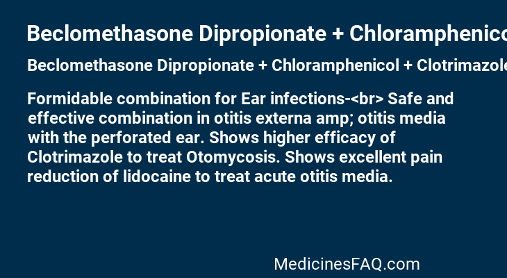 Beclomethasone Dipropionate + Chloramphenicol + Clotrimazole + Lidocaine