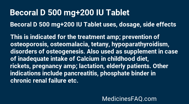 Becoral D 500 mg+200 IU Tablet