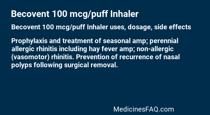 Becovent 100 mcg/puff Inhaler