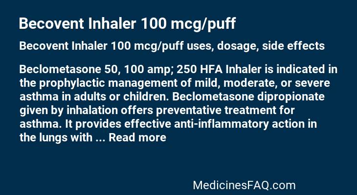 Becovent Inhaler 100 mcg/puff