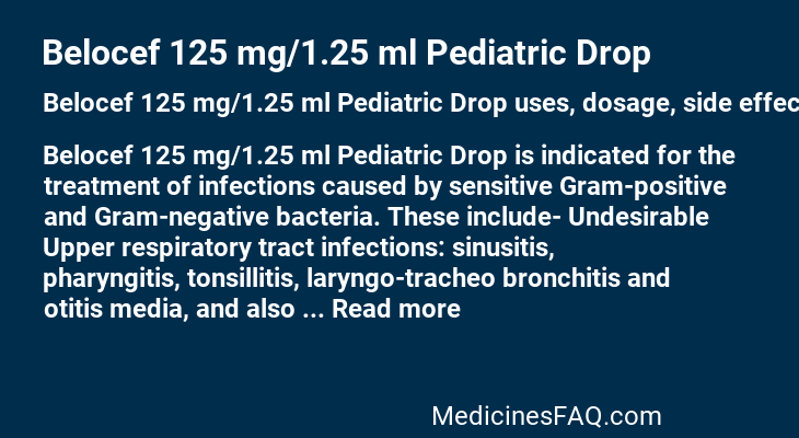 Belocef 125 mg/1.25 ml Pediatric Drop