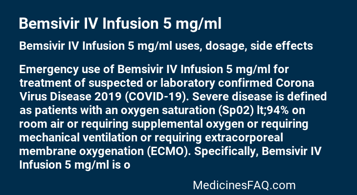 Bemsivir IV Infusion 5 mg/ml