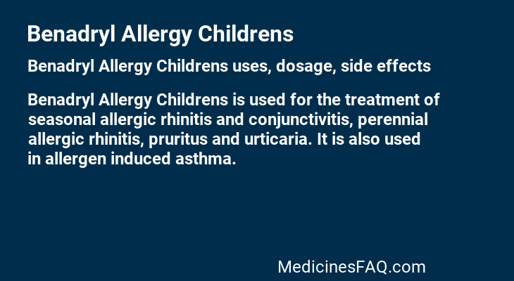 Benadryl Allergy Childrens