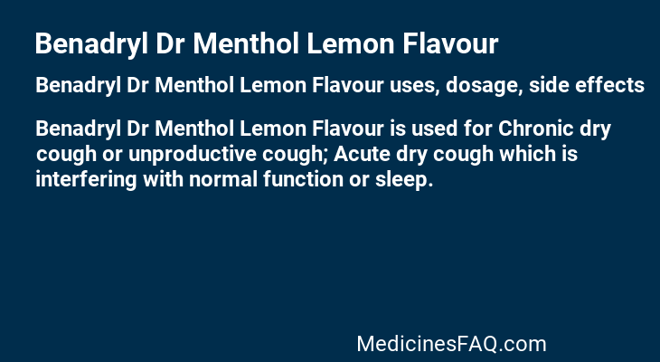 Benadryl Dr Menthol Lemon Flavour