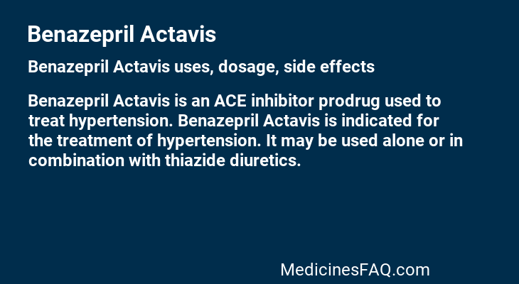 Benazepril Actavis