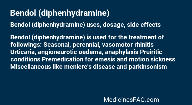 Bendol (diphenhydramine)