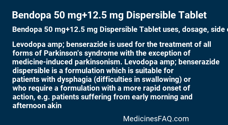 Bendopa 50 mg+12.5 mg Dispersible Tablet