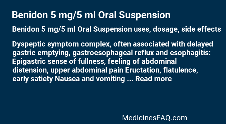 Benidon 5 mg/5 ml Oral Suspension