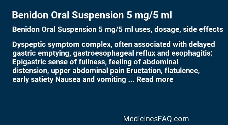 Benidon Oral Suspension 5 mg/5 ml