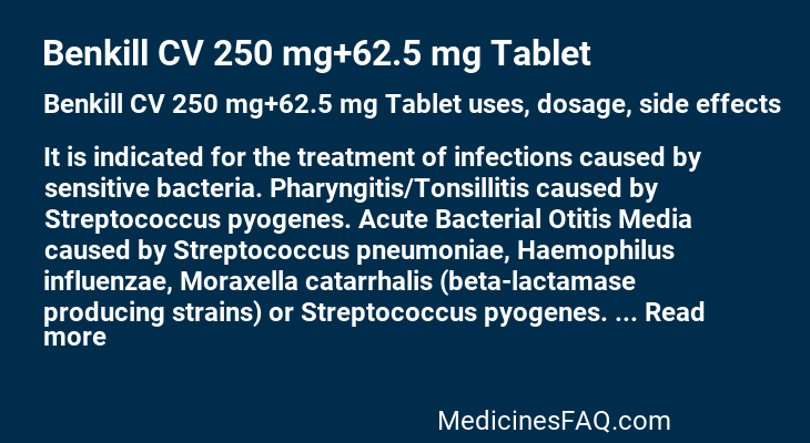 Benkill CV 250 mg+62.5 mg Tablet