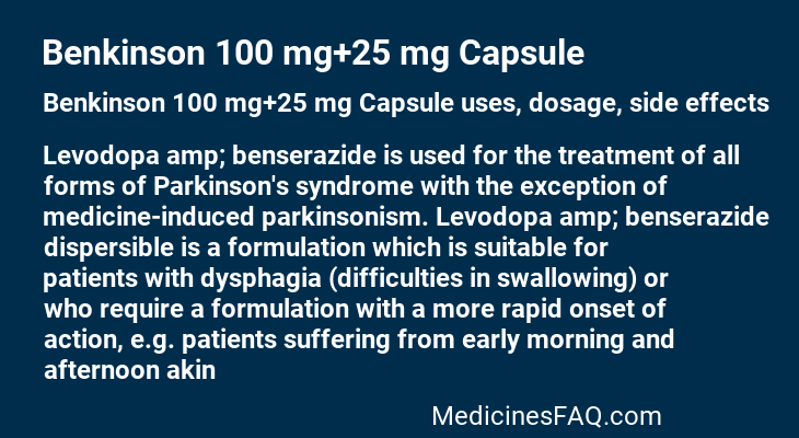 Benkinson 100 mg+25 mg Capsule