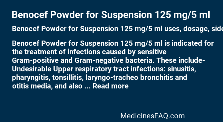 Benocef Powder for Suspension 125 mg/5 ml