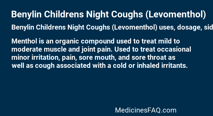 Benylin Childrens Night Coughs (Levomenthol)