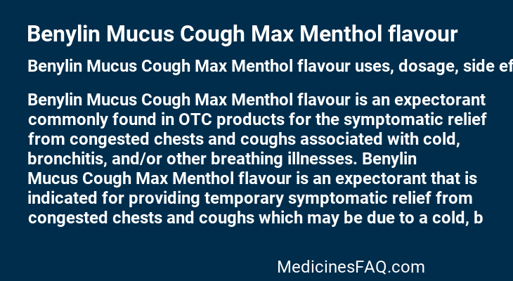 Benylin Mucus Cough Max Menthol flavour