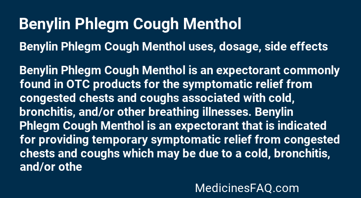 Benylin Phlegm Cough Menthol