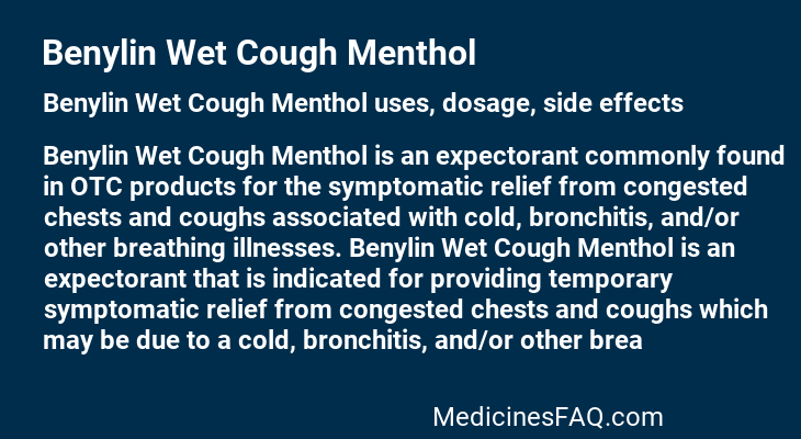 Benylin Wet Cough Menthol