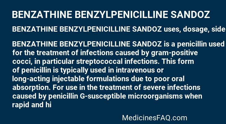 BENZATHINE BENZYLPENICILLINE SANDOZ