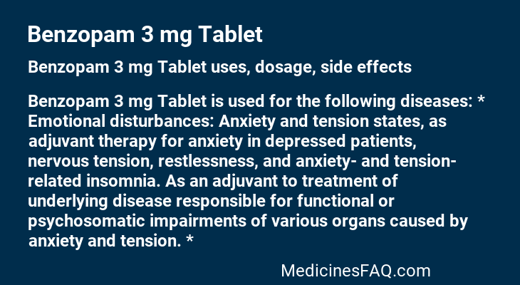 Benzopam 3 mg Tablet