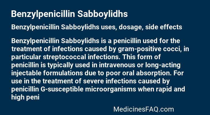 Benzylpenicillin Sabboylidhs